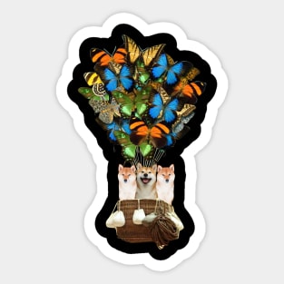 Shiba Inu Dog Butterfly Hot Air Balloon Sticker